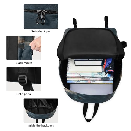 Backpack Lunch Bag Set Map Wolf Print, Big Storage Travel Backpacks with Insulated Lunch Box for Office Hiking Picnic3