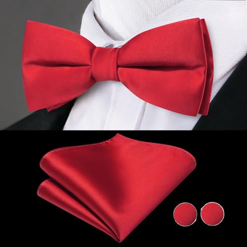 Image of Dubulle Mens Cummerbund and Bow Tie Set Paisley Floral Pretied Bowties for Men Pocket Square Cufflinks Wedding Business