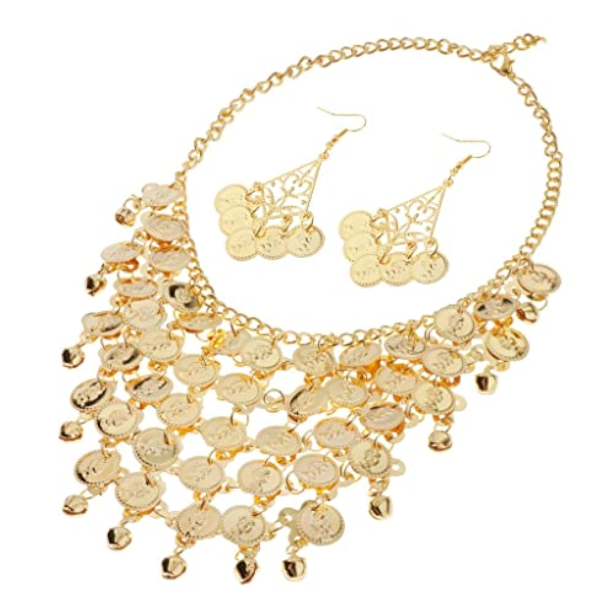 Gypsy Belly Dance Jewelry Set, Necklace & Dangle Hook Earrings
