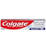 Colgate Baking Soda and Peroxide Whitening Toothpaste, Fluoride Formulated, Removes Surface Stains, Brisk Mint, 2.5 oz