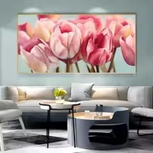 Affiches et impressions sur toile de fleurs roses art mural salon 60x120cm