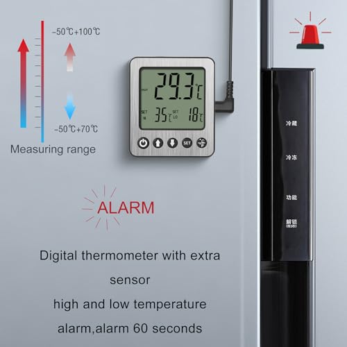 Termómetro digital para congelador que evita comida estropeada con alarma de temperatura pack de 2 2
