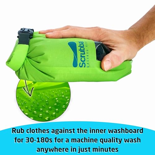 Scrubba MINI Waschbeutel – Ultrakompakte tragbare Waschmaschine – Ideal für Reisen, Camping & Wandern – Ohne Strom, leicht & faltbar – Handwaschbeutel für unterwegs – Für kleine Wäsche – 70g
