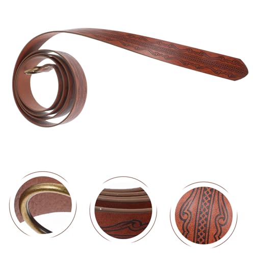 Mens Medieval Embossed Waist Belt for Costume Vintage Viking Accessory for Reenactment and Cosplay Durable Deep3