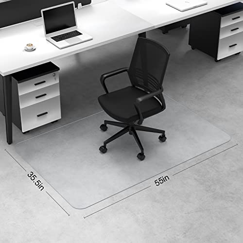 Blvornl Office Chair Mat for Hard Wood Floor, Sturdy Plastic Protector Floor Mat for Office Chair, Rectangle Transparent PVC Computer Hard Floor Chair Mat for Desk, Office, Home (Clear, 35.5 X 55in)