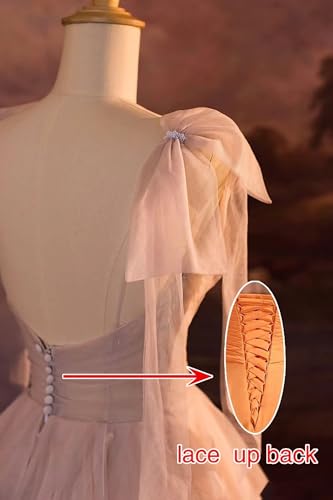 CWOAPO Layered Ruffles Tulle Prom Dresses Spaghetti Strap Ball Gowns Long Elegant V Neck Bow Formal Evening Dress 20254