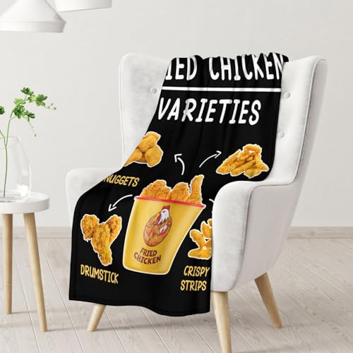 Mercuryelf Chicken Nugget Blanket - Soft, Fuzzy & Warm - 60x80 Inches Flannel Throw Blankets for Bed, Couch - Black Novelty Throws Gift for Adults
