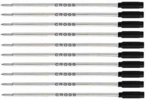 10 Genuine Cross Medium Ballpoint Black Refills (Bulk Pack)