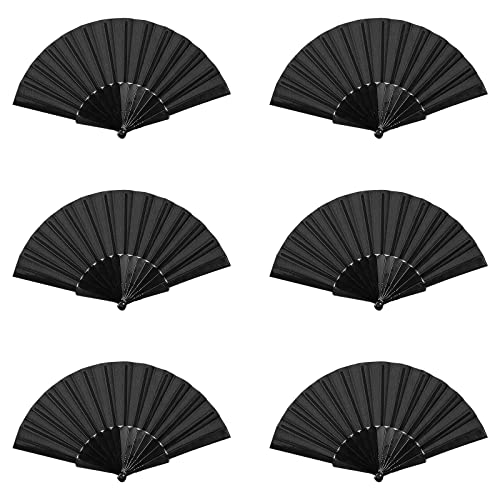 HENGBIRD Lot de 6 Ventilateurs Pliants Portatifs, Ventilateurs Pliants à Main Chinois, Ventilateurs à Main pour un Refroidissement en été pour danse, fête, mariage,...