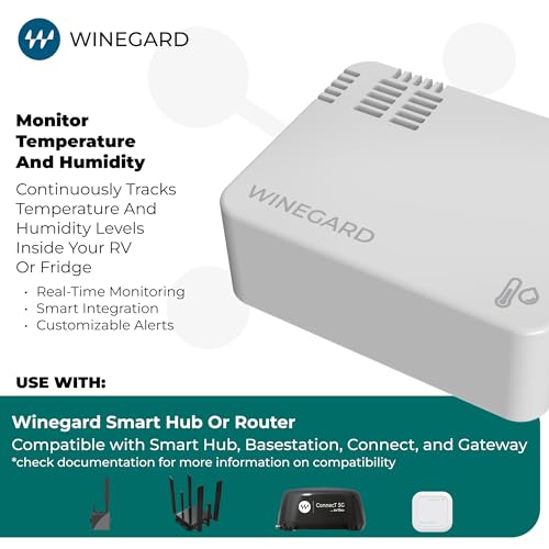 Image of Winegard HS‑TMP1 Temperature & Humidity Sensor - Smart RV Halo Indoor Climate Monitor - Bluetooth - Battery Powered Sensor - White