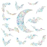 Bat Moon Window Clings Halloween Bat Window Decals Static Cling Bats Window Sticker Anti Collision Window Decals for Bird Strikes Rainbow Stickers Rainbow Stickers