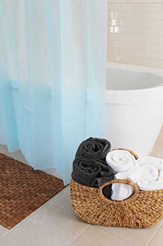 Splash Home Motto Peva 5G Plastic, Lightweight Liner With 12 Rustproof Metal Grommet Holes 70” W X 72” H, Heavy Duty Waterproof Shower Curtains For Bathroom, 70 X 72 Inch, Powder Blue #TOP1