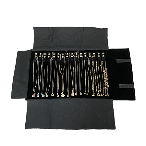 Rollo de joyería de terciopelo negro para almacenamiento y viaje 6