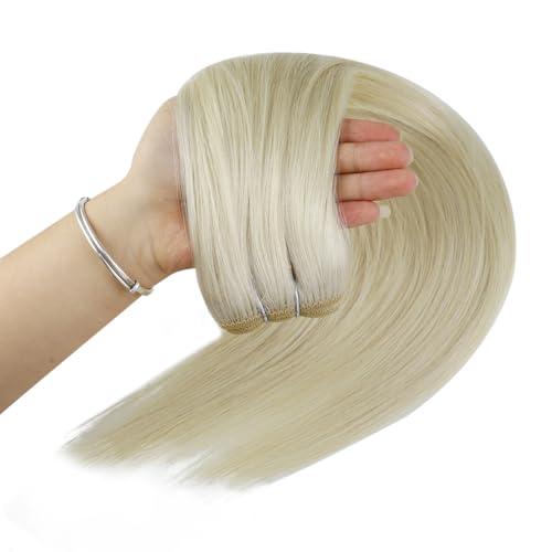 Image of Full Shine Weft Hair Extensions Human Hair, Platinum Blonde 10 Inch 50G | Remy Straight Hair, Sew In Weft Extensions, Real Human Hair, Daily Wear For Women