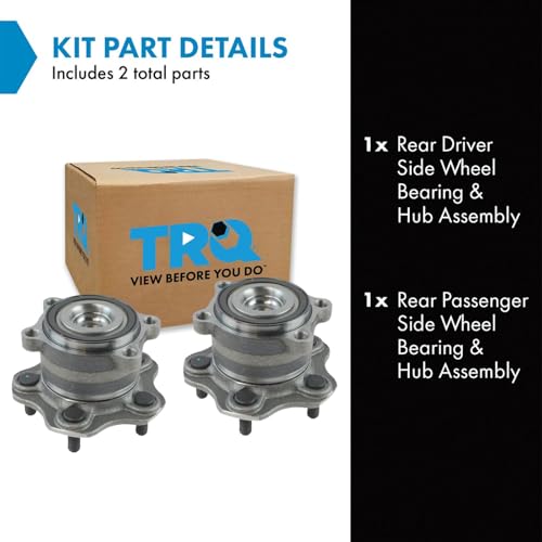 Image of TRQ Rear Driver and Passenger Side Wheel Bearing and Hub Assembly Set 2 Piece Compatible with 2009-2014 Nissan Murano Front Wheel Drive 2011-2017 Quest