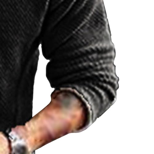 Mens Long Sleeve Basic Knit Pullover Solid Color Waffle Male Knits Sweater Round Neck Casual Knitted Sweaters4