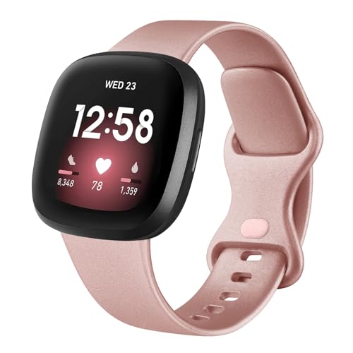 AK Straps for Fitbit Sense 2/Sense/Versa 4/Versa 3 - Silicone Sport Classic Soft Replacement Band for Women Men (Pack F,S) - Image 3