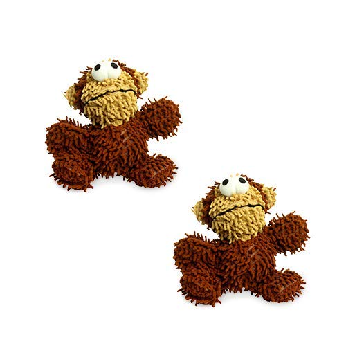 MIGHTY- Microfiber Ball - Zoo – Made with Squeaker Balls and Minimal Stuffing. Strong & Tough. Interactive Play. Machine Washable & Floats (Monkey, Jr 2 Pack)
