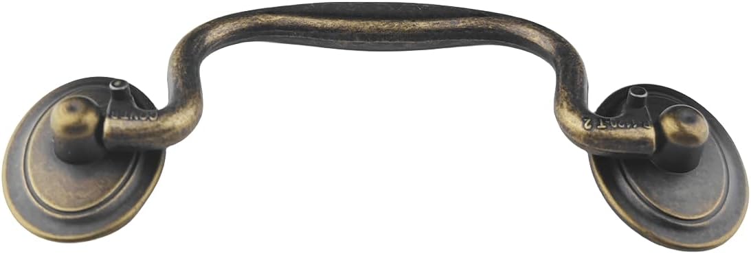 10-Pack 4" Hole Centers Dark Antique Brass Drawer Dresser Pulls Handles Droop Bail Pulls for Kitchen Cabinet Doors Furniture Hardware C-C:102mm (Antique Brass,10)