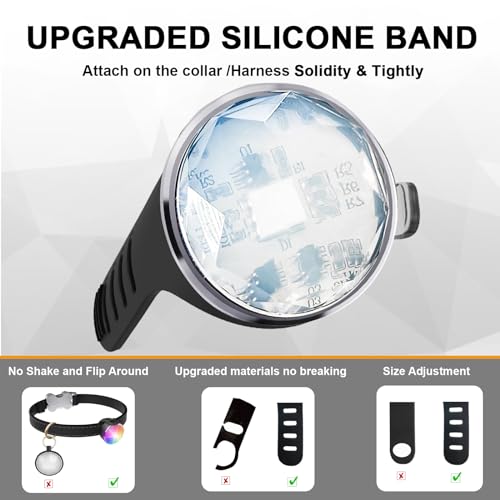 Tubasion 7 Colours in 1 Leuchtanhänger Hund, USB-C Wiederaufladba Blinklicht Hundegeschirr, Licht für Hundehalsband Silikon, IP65 wasserdichte Led Hundehalsband für Nachtspaziergänge