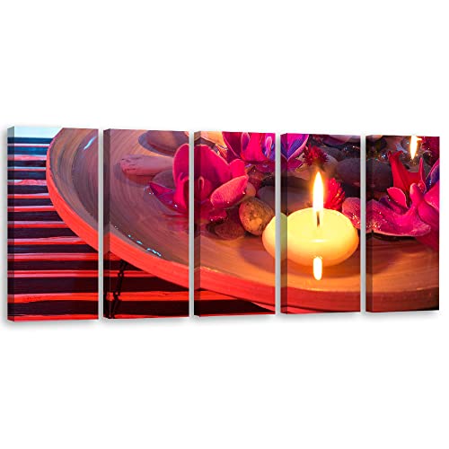 Feeby Cuadros en Lienzo 5 partes 100x40 cm Piedras zen...