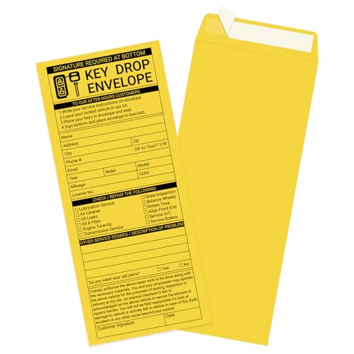 zmybcpack 500 Pcs Self Adhesive Key Drop Envelopes for After Hours - Auto Shop Repair Service Drop...