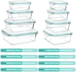 Vtopmart 15 Pack de verre de stockage des aliments, les contenants de préparation de repas avec des lids, boîte à bento en verre hermétique avec fuite de preuve des lymphocytes verrouillables, pour micro-ondes, four, congélateur et lave-vaisselle, vert