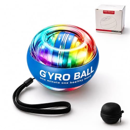 Auto Start Gyro Ball Wrist Trainer, Forearm Exerciser & Grip Strengthener for Hand, Finger & Arm, Beginner Friendly with LED Light & Storage Bag for Home Gym & Sports - image 1