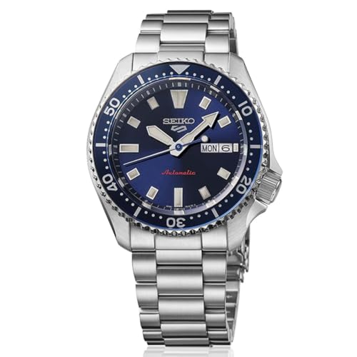Image of Seiko SRPL83K1 5 Sport SKX Stainless Steel Automatic Watch for Men, 42.5 mm Case Size, Blue /Silver