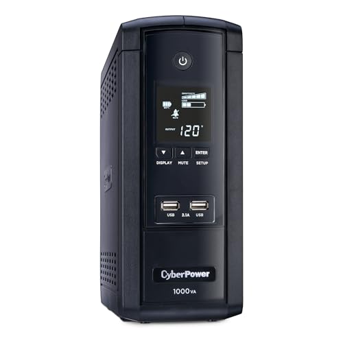 CyberPower BRG1000AVRLCD Intelligent LCD UPS System, 1000VA/600W, 10 Outlets, AVR,