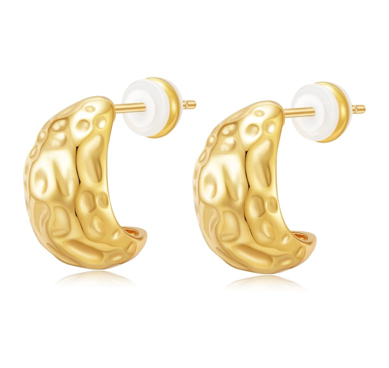 NEVEGEGold Teardrop Earrings for Women 14K Gold Plated Water Drop Earrings Hypoallergenic Chunky Gold Earrings Lightweight Trendy Hoop Earrings for Women Girls Gift Jewelry