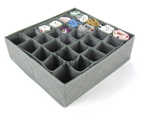 Periea Cajón Organizador 32x32x10cm Dormitorio Ropa Interior 30 Celdas 'Fosy' (Gris)