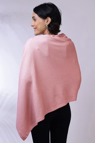 Image of Zelena Cotton Bamboo Blend Premium Nursing Cover for Breastfeeding | Breastfeeding Cover for Mothers | Feeding Shawl for Mother | Breathable Nursing Covers | Poncho for Mom(Light Pink)