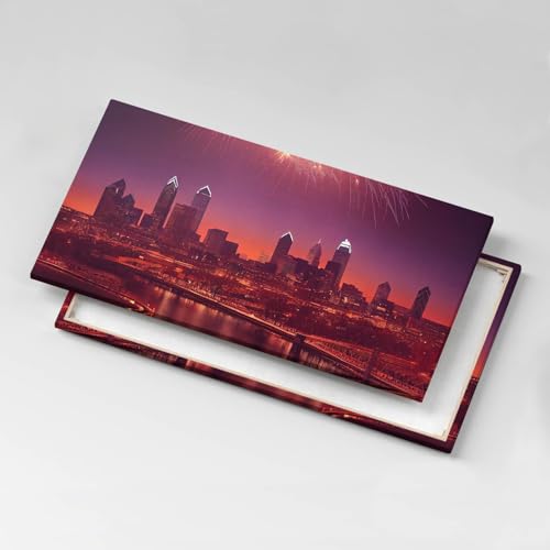 Tableau Philadelphie de nuit Wallfluent toile murale 120x60cm - 5