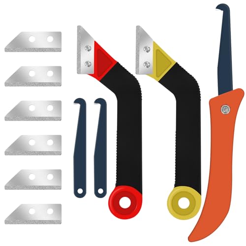 yeloumiss 11Pcs Grout Removal Tool Kit 2 Tile Grout Saws with 6 Extra Blades 1 Bonus Hand Saw 2...