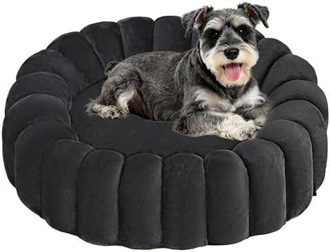 HMTOPE Hundebett Mittelgroße Hunde, Donut Katzenbett, Ø70cm, Dunkelgrau | Schlafsack Warmes Haus Katzenkissen, Weiches Rund Hundesofa zur Bekämpfung von Angstzuständen, Abnehmbar u