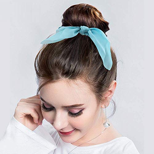Amariver AMARIVER-BEAUTY-B1348 15Pcs Chiffon And Silk Scrunchies With Bow Knots, Bright Color Ponytail Holders, Rabbit Ear Hair Accessories thumb #4