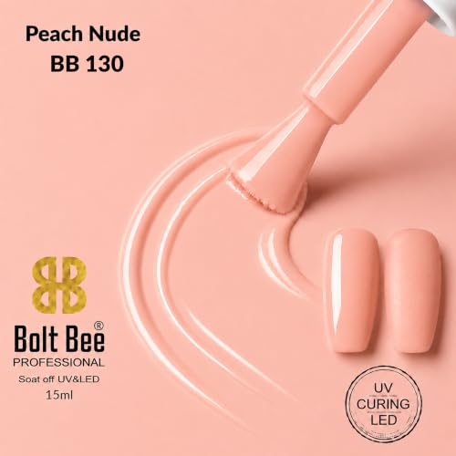 Image of BOLT BEE 15ML Gel Nail Polish 1Pc Clear Pink Glitter Nail Polish Soak Off UV LED Nail Gel Polish Nail Art Starter Manicure Salon DIY at Home, 0.5 OZ (1) (130)