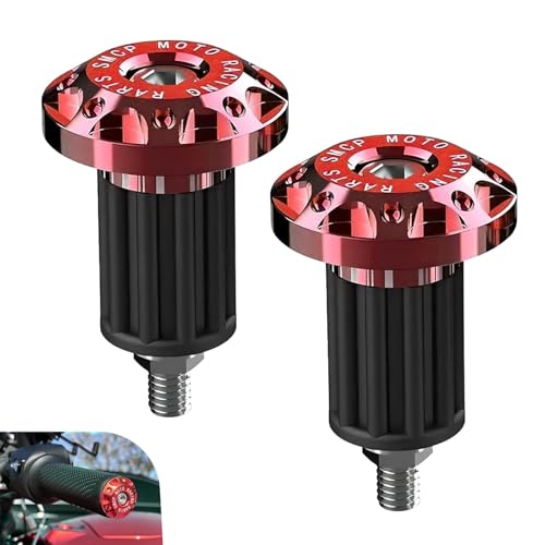 SLIMI 2 PCS Motorcycle Bar End Plugs, Universal Handlebar Grips End Plugs, Anti-Fall Aluminum Handlebar End Caps, for Electric Car Scooters Off-Road Motorcycle (Red)