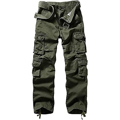 AKARMY Men's Cargo Pants, Military Tactical Casual Pants, Lightweight Cotton Work Pants with Multi Pockets K18 ArmyGreen 34 Cover