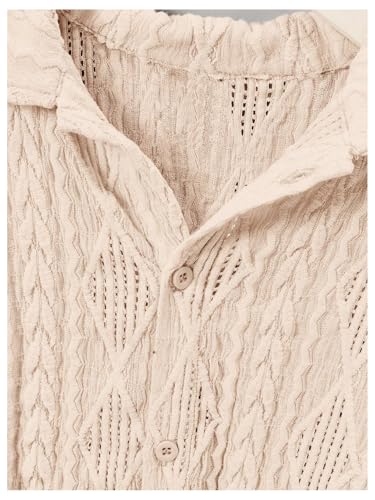 Verdusa Boy's Textured Button Down Shirt Short Sleeve Loose Collared Shirt Top4