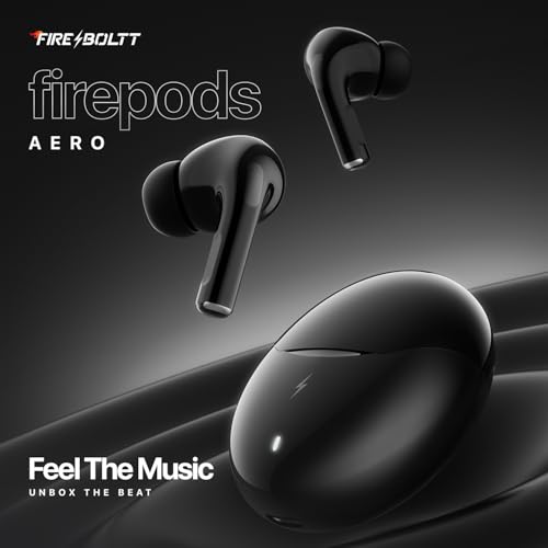 Image of Fire-Boltt Aero TWS Earbuds Custom EQ, Wireless Bluetooth 5.4, Music & App Support, 50H Playtime, Fast Charging Case, 50ms Low Latency for Gaming, Touch Controls, IPX4 Waterproof, Clear Calls - Black