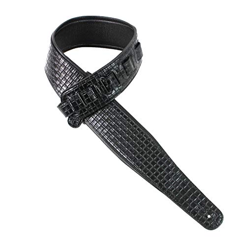 Walker And Williams GP-11 Sangle tressée avec gant rembourré et dos en cuir et nez effilé Noir brillant - Les Beatles, Paul McCartney, John Lennon, RIngo Starr, George Harrison Walker And Williams GP-11 Sangle tressée avec gant rembourré et dos en cuir et nez effilé Noir brillant