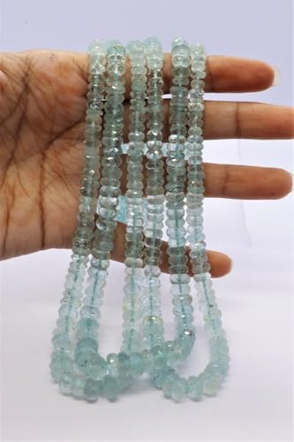 Perles aigue-marine naturelle facettes 5,5-8mm fil création collier bracelet