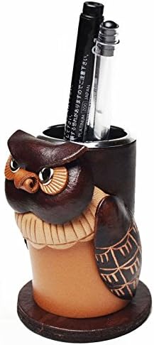 Owl Genuine Leather Animal Pen/Pencil Holder/CupVANCA Handmade in Japan