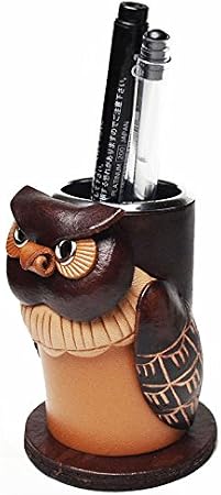 Owl Genuine Leather Animal Pen/Pencil Holder/CupVANCA Handmade in Japan