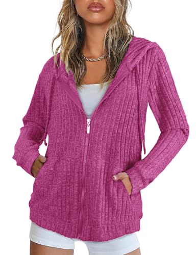 Flikity Damen-Strickjacke, Reißverschluss, Kapuzenpullover mit großen Taschen, langärmelig, Tunika, Oberteil, leichte Jacken, legere Arbeitskleidung, M-XXL, rose pink, M Flikity Damen-Strickjacke, Reißverschluss, Kapuzenpullover mit großen Taschen, langärmelig, Tunika, Oberteil, leichte Jacken, legere Arbeitskleidung, M-XXL, rose pink, M