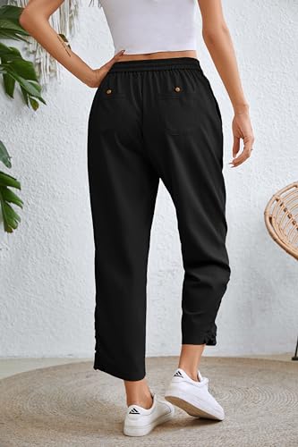 Image of Women Fashion 2026 Casual Elastic Waist Pants with Pockets