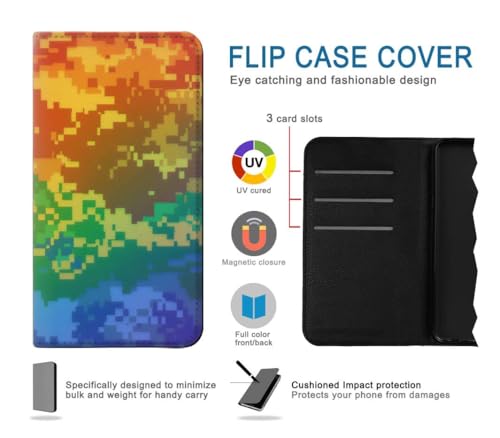Etui iPhone 16 Pro LGBT camouflage housse flip en cuir