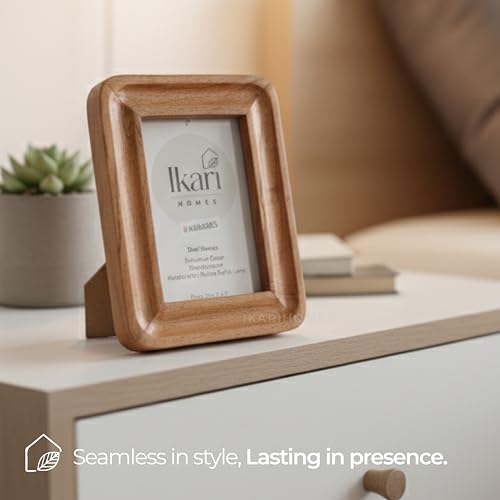 Image of Ikari Homes Premium Solid Wood Photo Frame for Tabletop & Wall Hanging | Boho Aesthetic Picture Frame with Strong Back Support & Hanging Hook| Heavy Sturdy Artisan Crafted Walnut Finish